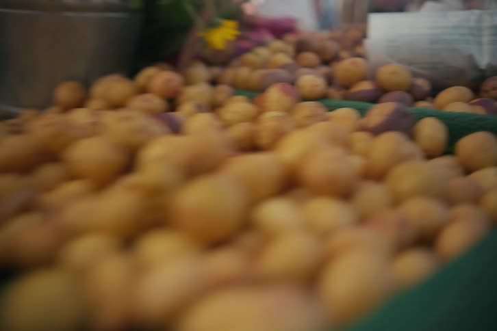 Close up of vegetable stand in the market