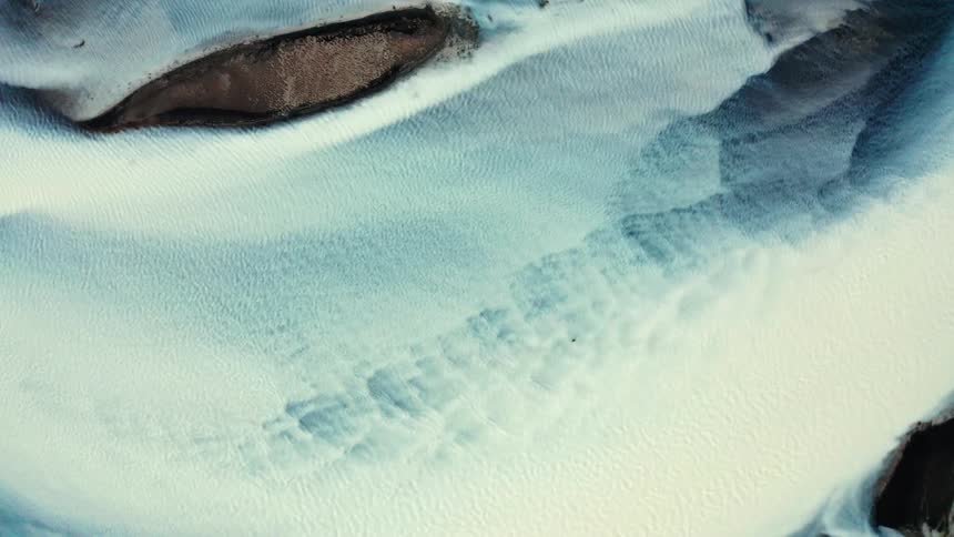 Aerial view of icelandic glacier rivers seen from above