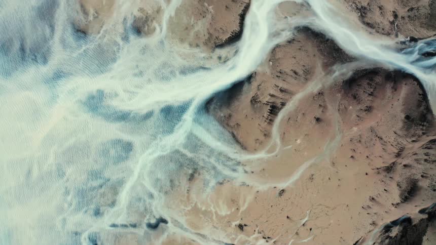 Aerial view of icelandic rivers