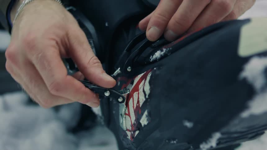 A person wearing snow boots outdoors