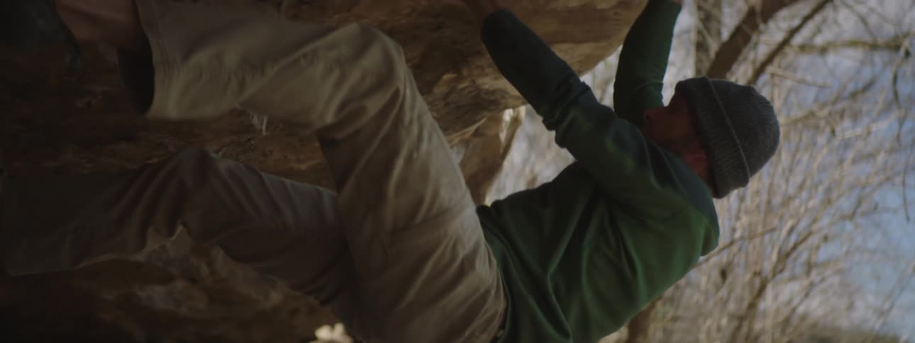 A man is mountain climbing