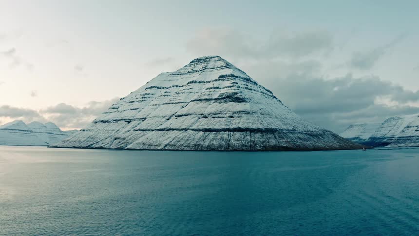 A mountain glacier by the sea