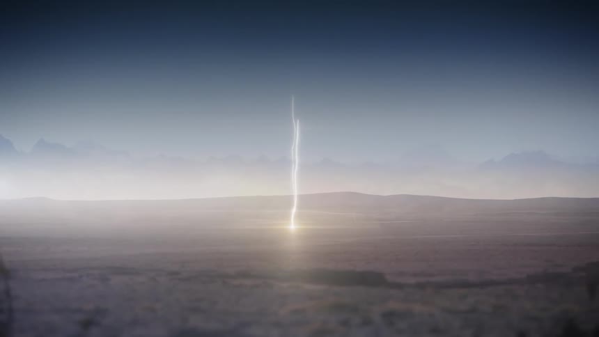 A rocket shooting up in the desert
