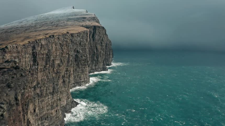 Aerial panorama of the seaside on a cloudy day