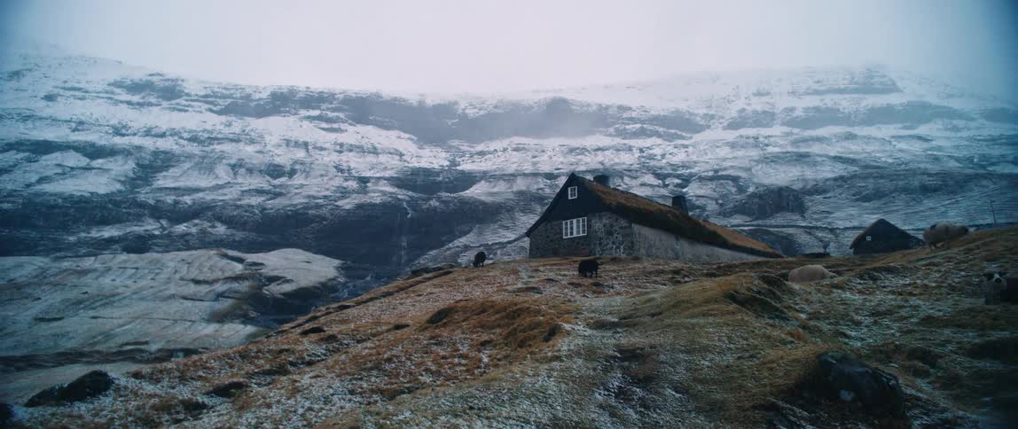 Cabins are on the mountains