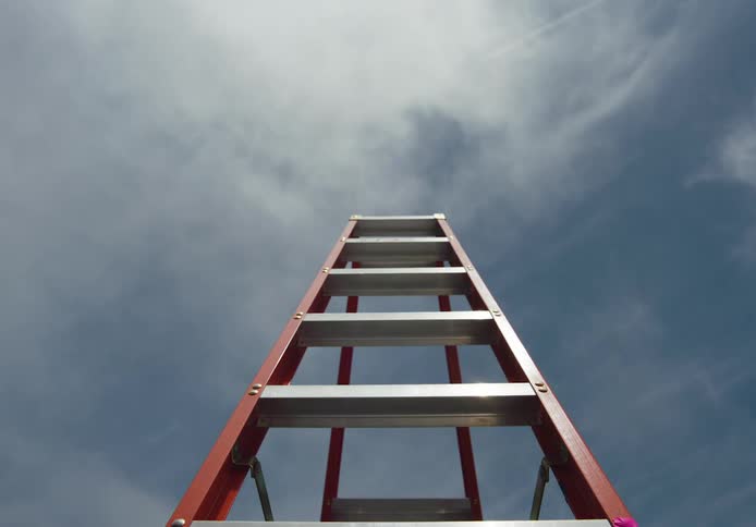 Upward view of a stairway to the sky