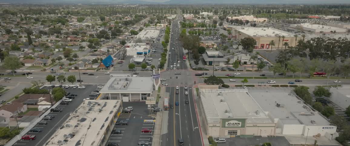 An aerial clip of a city