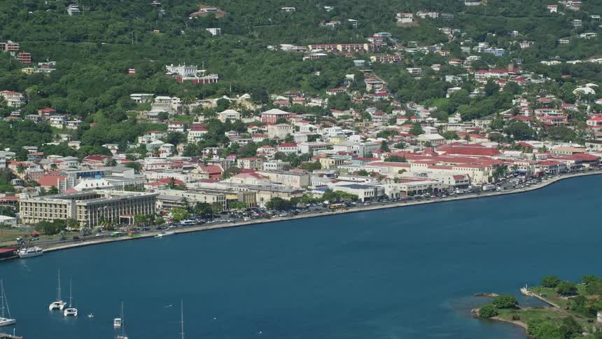 Skyline of a coastal city with a highway on the beach coast