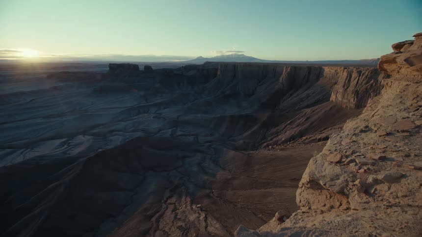 Skyline of a canyon during sunset