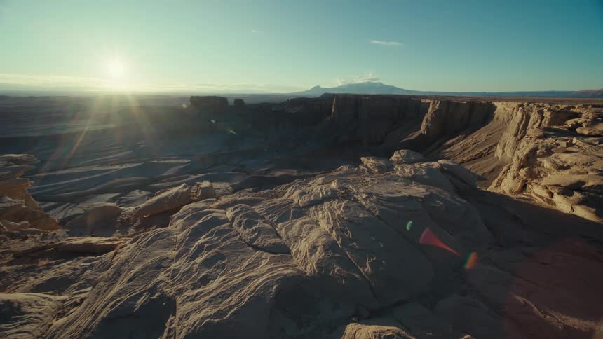 The sun shines on the canyon