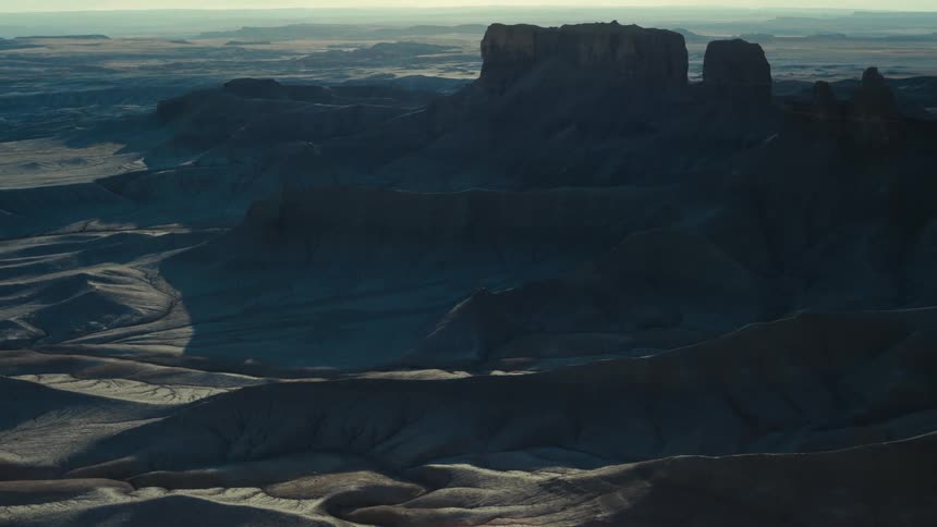 Panorama of a rocky terrain amidst valleys