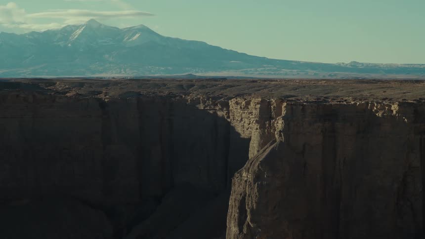 Panoramic view of a crater in a rocky and geological valley