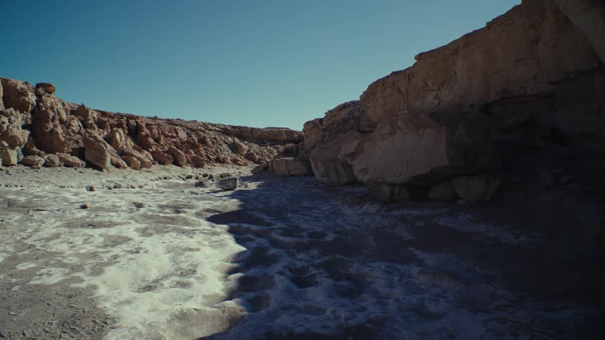 Aerial of a desert canyon during a sunny day