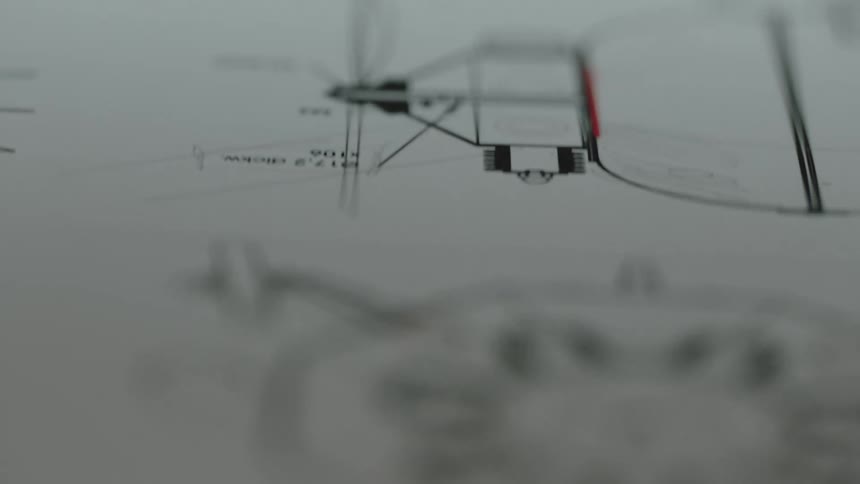 Closeup of a paper with a mechanical engineering project