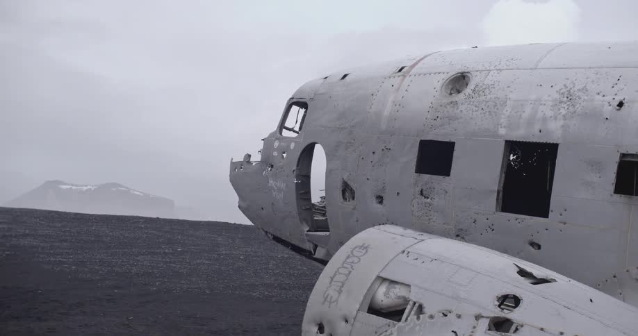 A shadow moves through a damaged plane