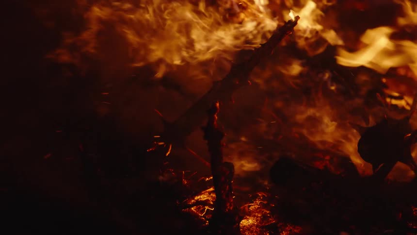 Outdoors brush fire flames and embers