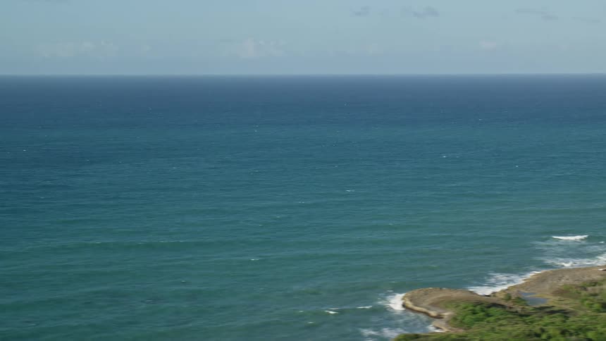 The ocean surrounds an island