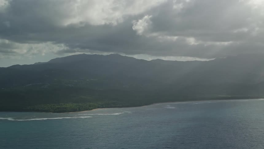 A mountainous coast by the ocean