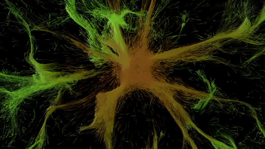 Growing abstract 3D tree like network spreading its roots