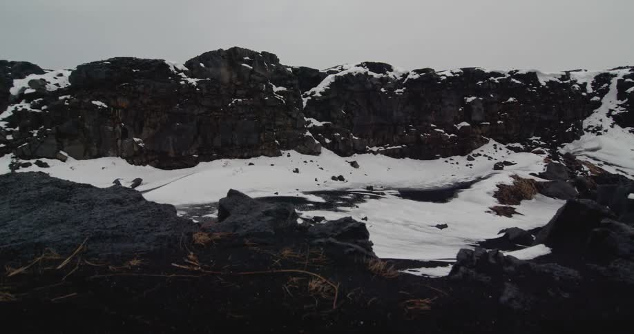 Snow covering a mountain landscape
