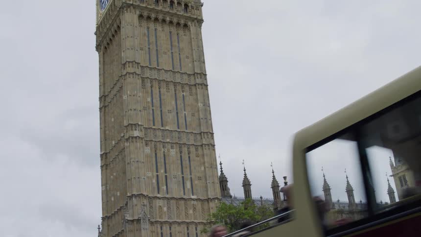View of the bustling main street and big ben tower in london
