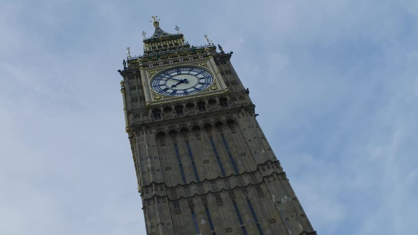 Upward view of the big ben tower in london