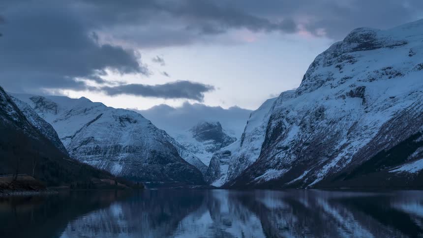 A clip of a mountainous arctic