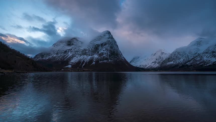 The mountains are reflecting on the lake