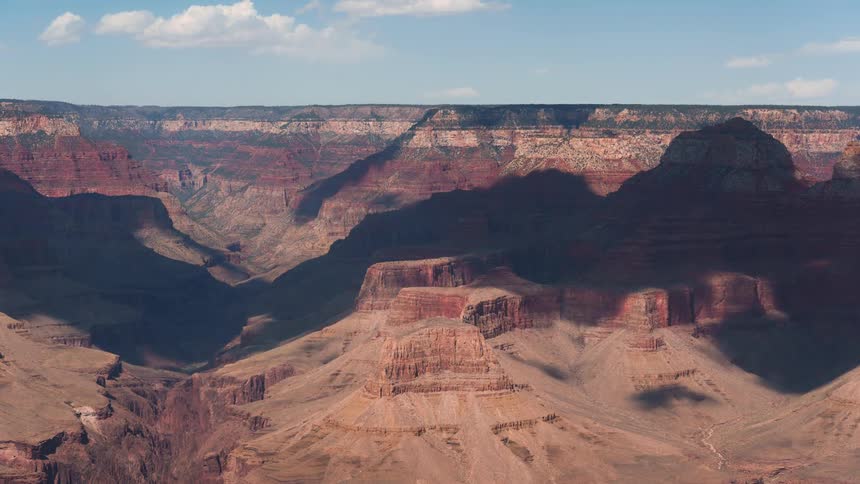 Cloud shadows move across the grand canyon
