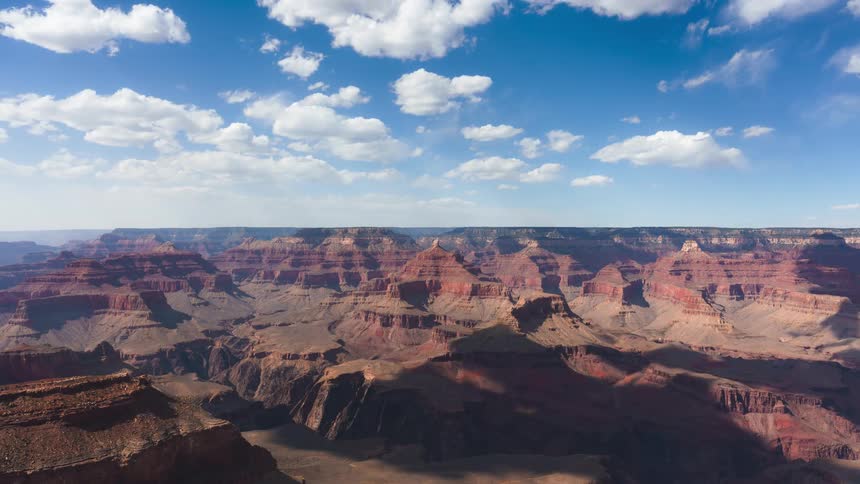 Cloud shadows move across the grand canyon