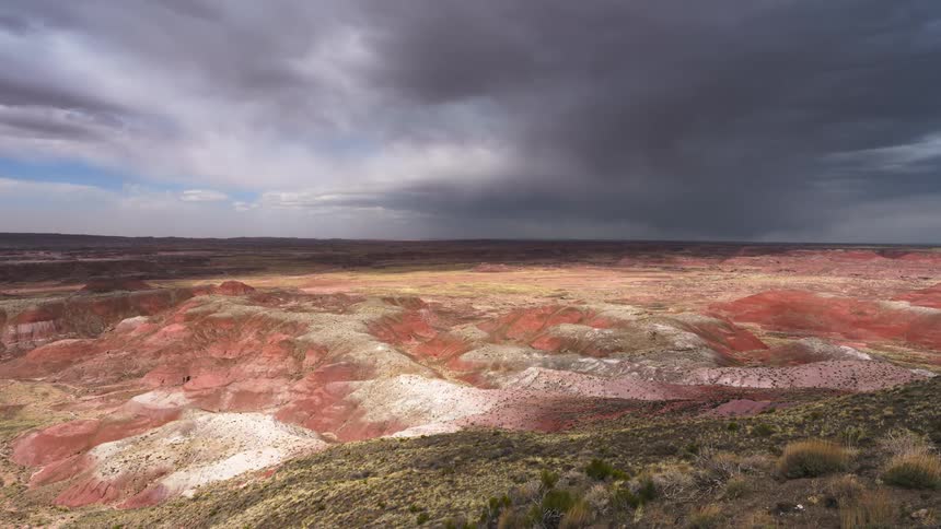 A night and day aerial clip of a vast last