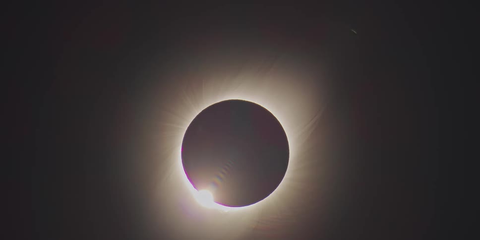 The sun reappearing after a total solar eclipse