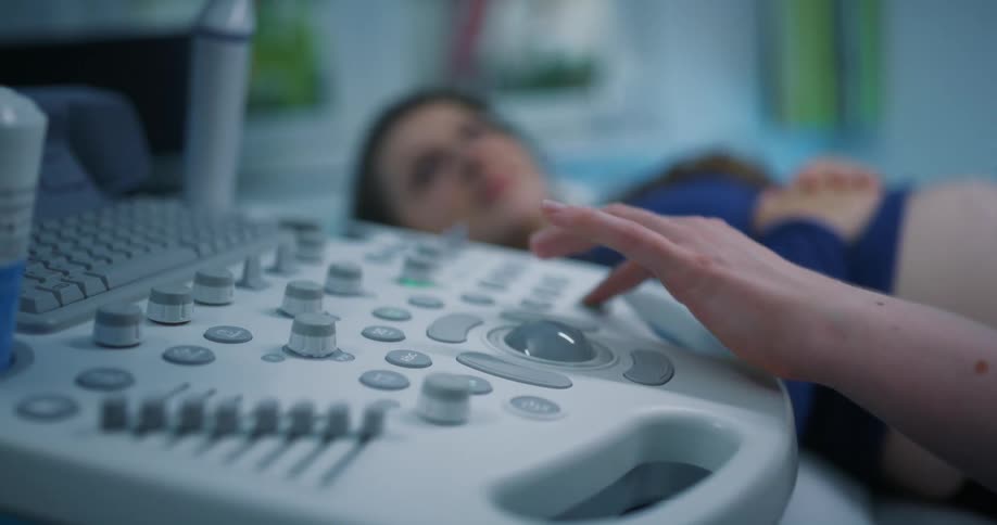 A woman undergoing medical examinations in a hospital