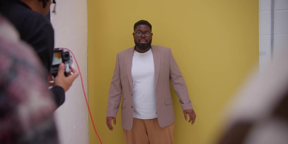 A man having fun at a photo shoot