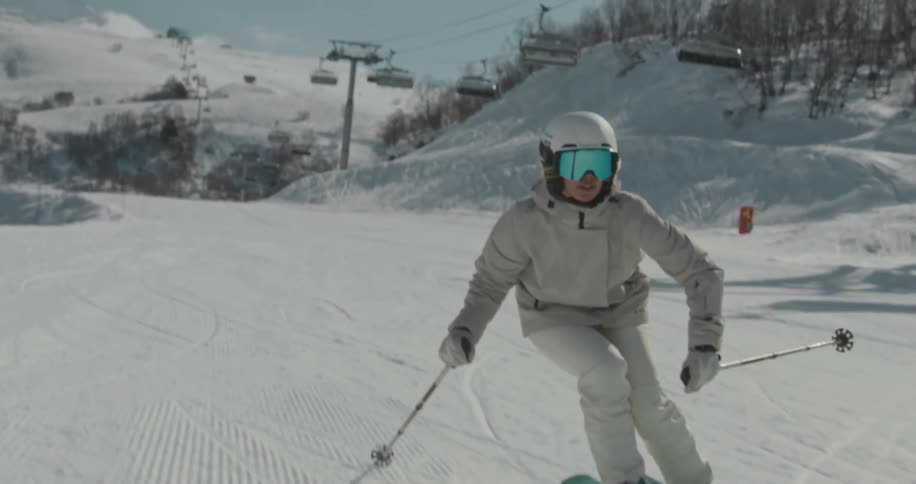 A skier moves along a course