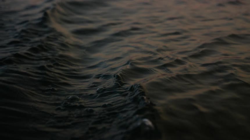 Aerial of sea waves during sunset