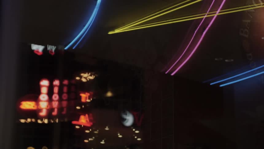 Neon lights illuminate the night