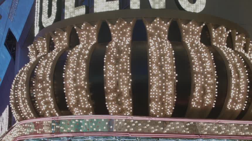 Neon casino lights illuminate and flash