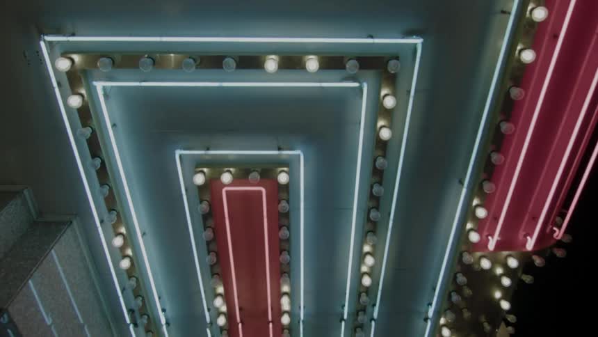 Lights on a building flash overhead