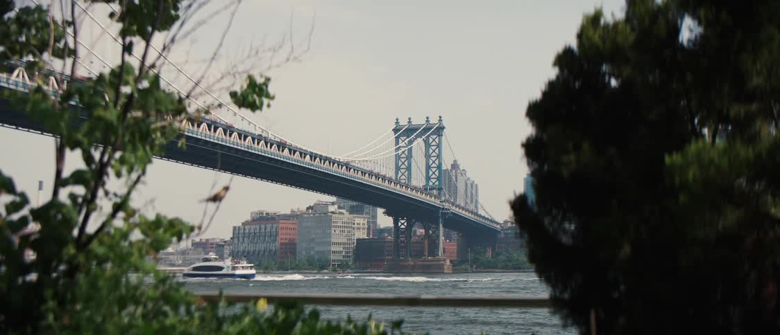 Panorama of a bridge over the sea connecting metropolises