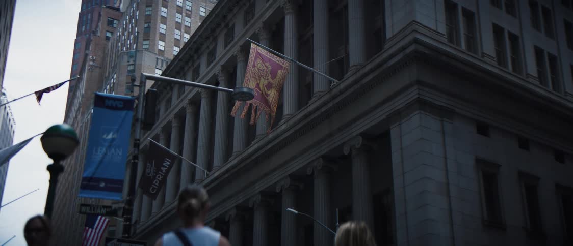People walk through the city