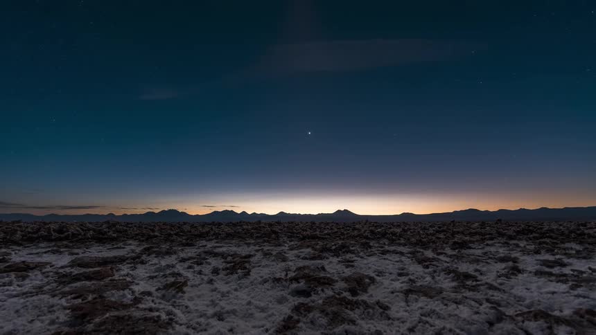 A starry night in the desert as the hours pass