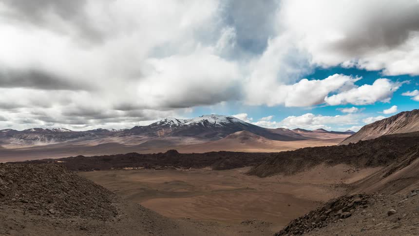 A brown mountainous desert on a cloudy day