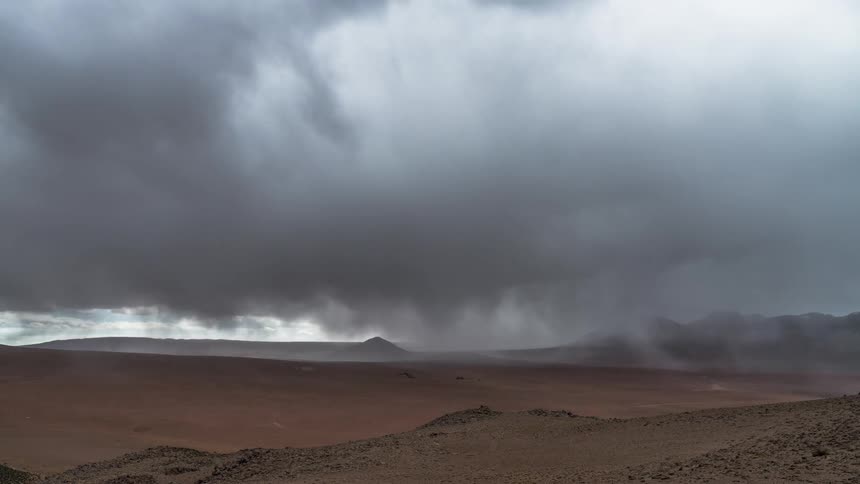 Storm clouds passing in timelapse over the desert