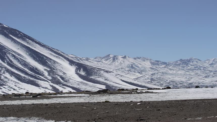 The mountains are covered in snow