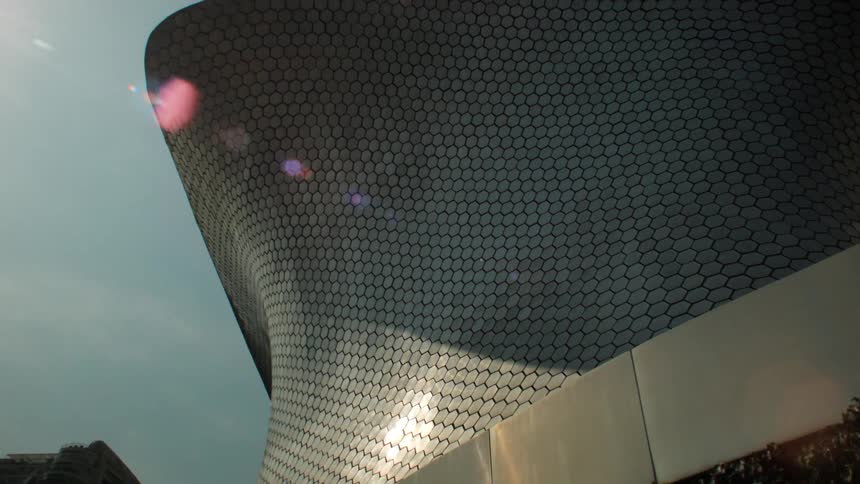 Exterior design of a modern building with solar reflection