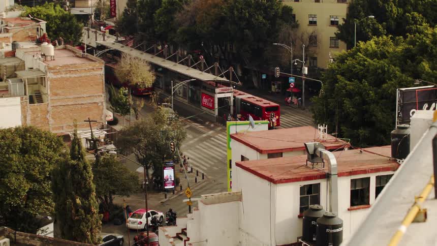 Traffic runs through the city
