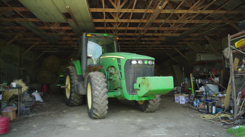 Collector tractor inside a ranch
