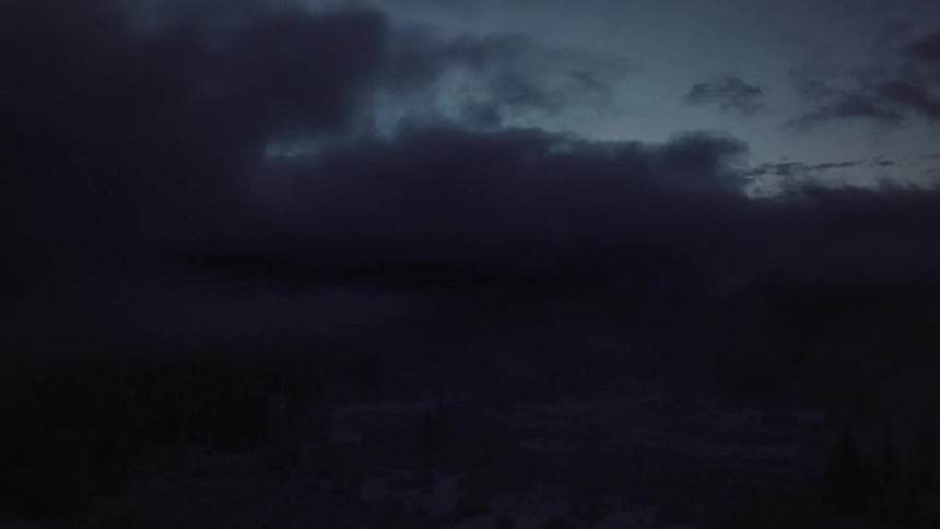 Heavy storm clouds fill the sky
