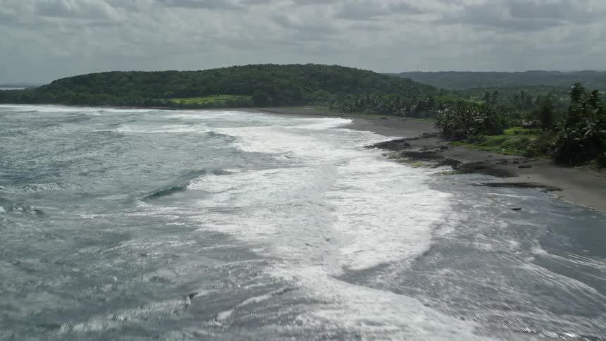 Rough waves hit the shore